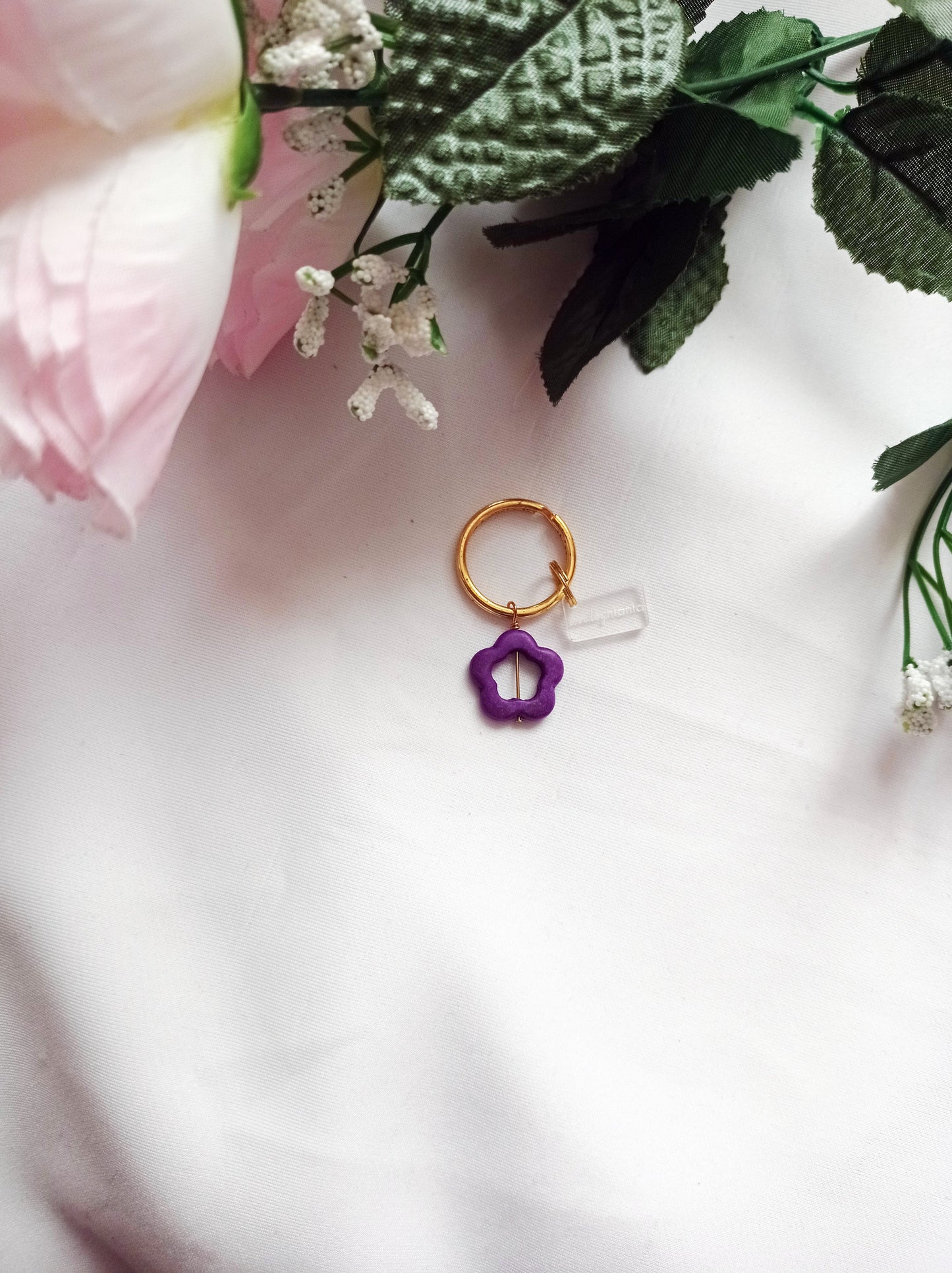 Purple Flower Key Chain, Floral Keychain, Vibrant Key Accessory, Nature-Inspired Keyring | by lovedbynlanla-3