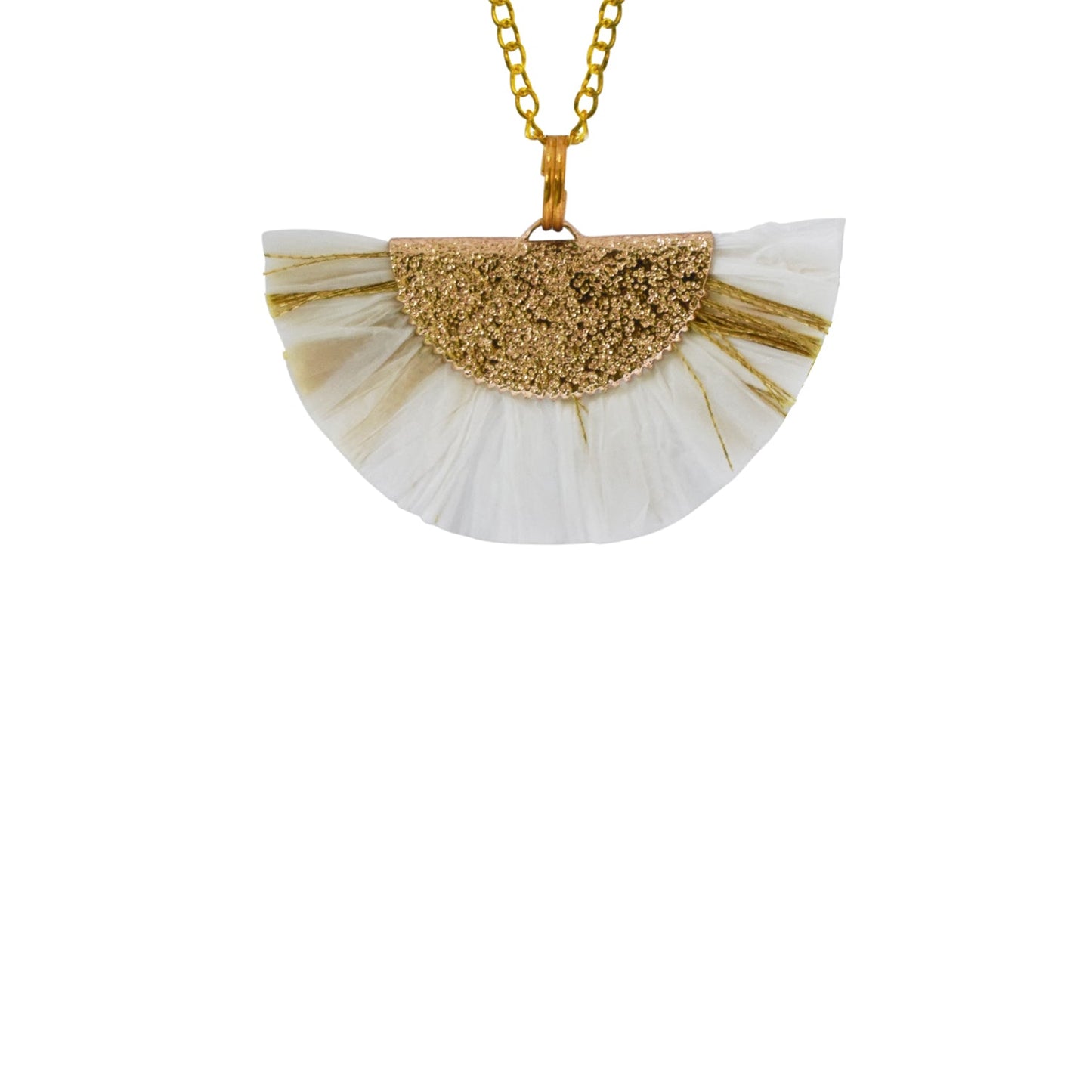 White and Gold Fan Necklace, Statement Necklace, Unique Necklace, Fashion Necklace | by lovedbynlanla-1