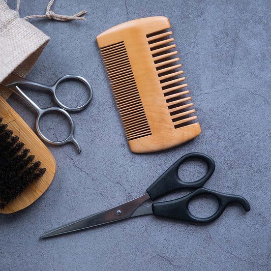 Wooden Beard Comb with Vegan Leather Pouch | Jungle Culture
