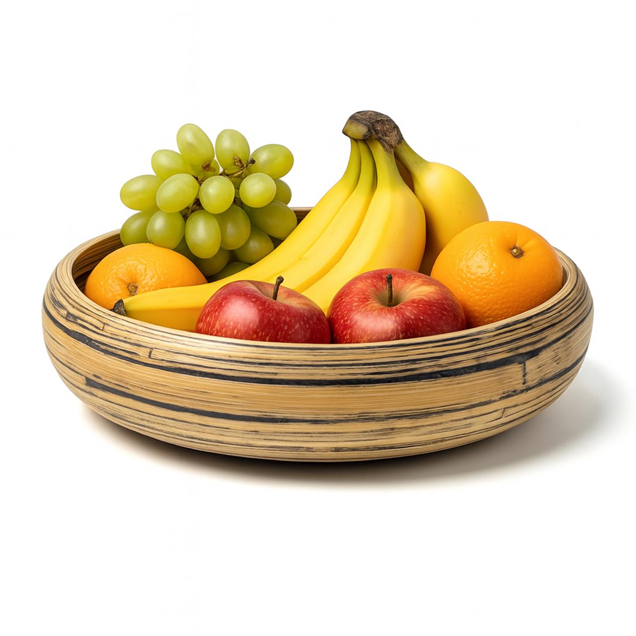 30cm Off-White Bamboo Fruit Bowl | Handmade in Vietnam