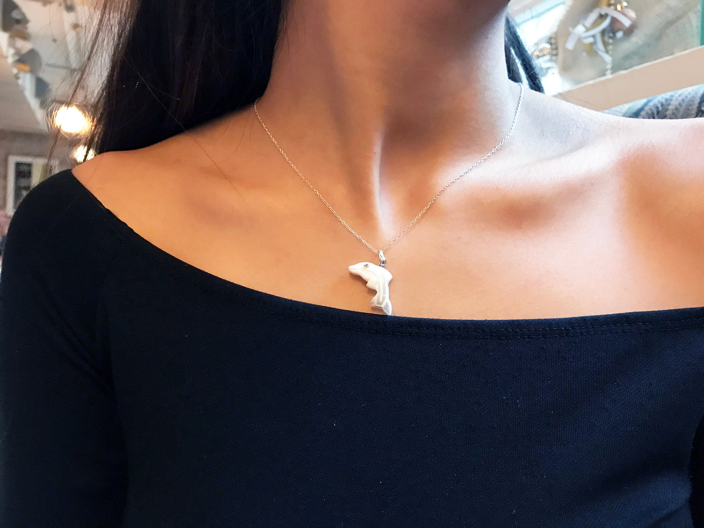 Dolphin Necklace | Sterling Silver 18" Chain | #MessagesForGirls Collection by nlanlaVictory
