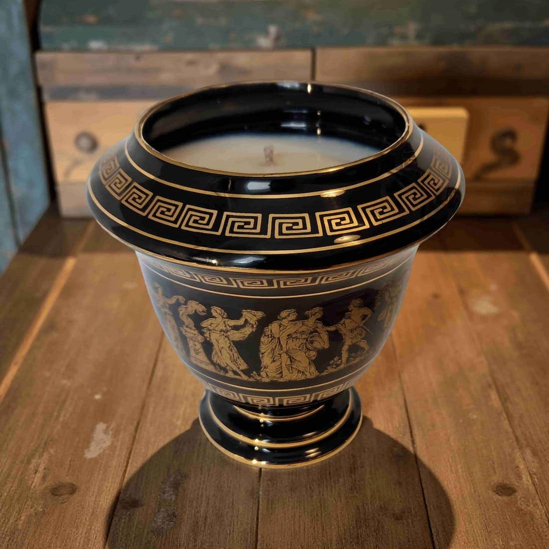 Repurposed Greek Urn Candle – 3-Wick Unscented | Black & Gold-3