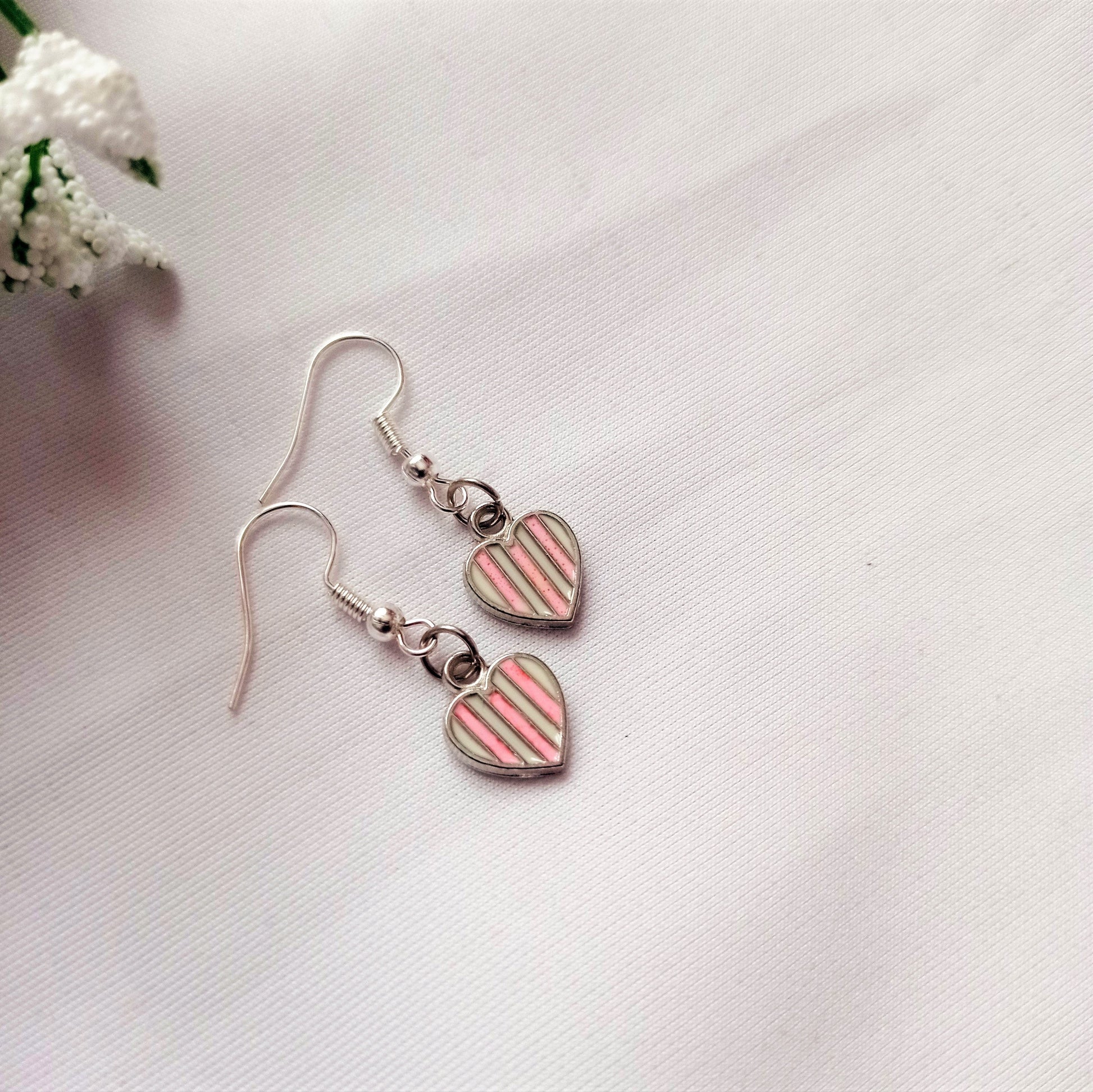 Candy Striped Hearts Earrings, Playing Cards inspired Queen of Hearts | by lovedbynlanla-2