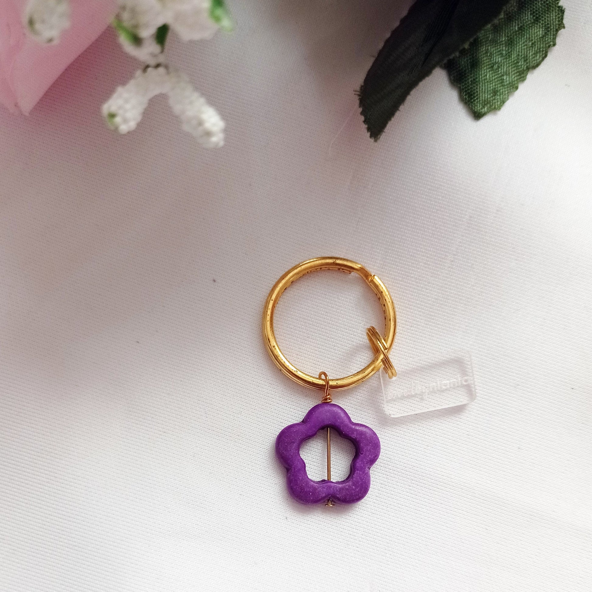 Purple Flower Key Chain, Floral Keychain, Vibrant Key Accessory, Nature-Inspired Keyring | by lovedbynlanla-2