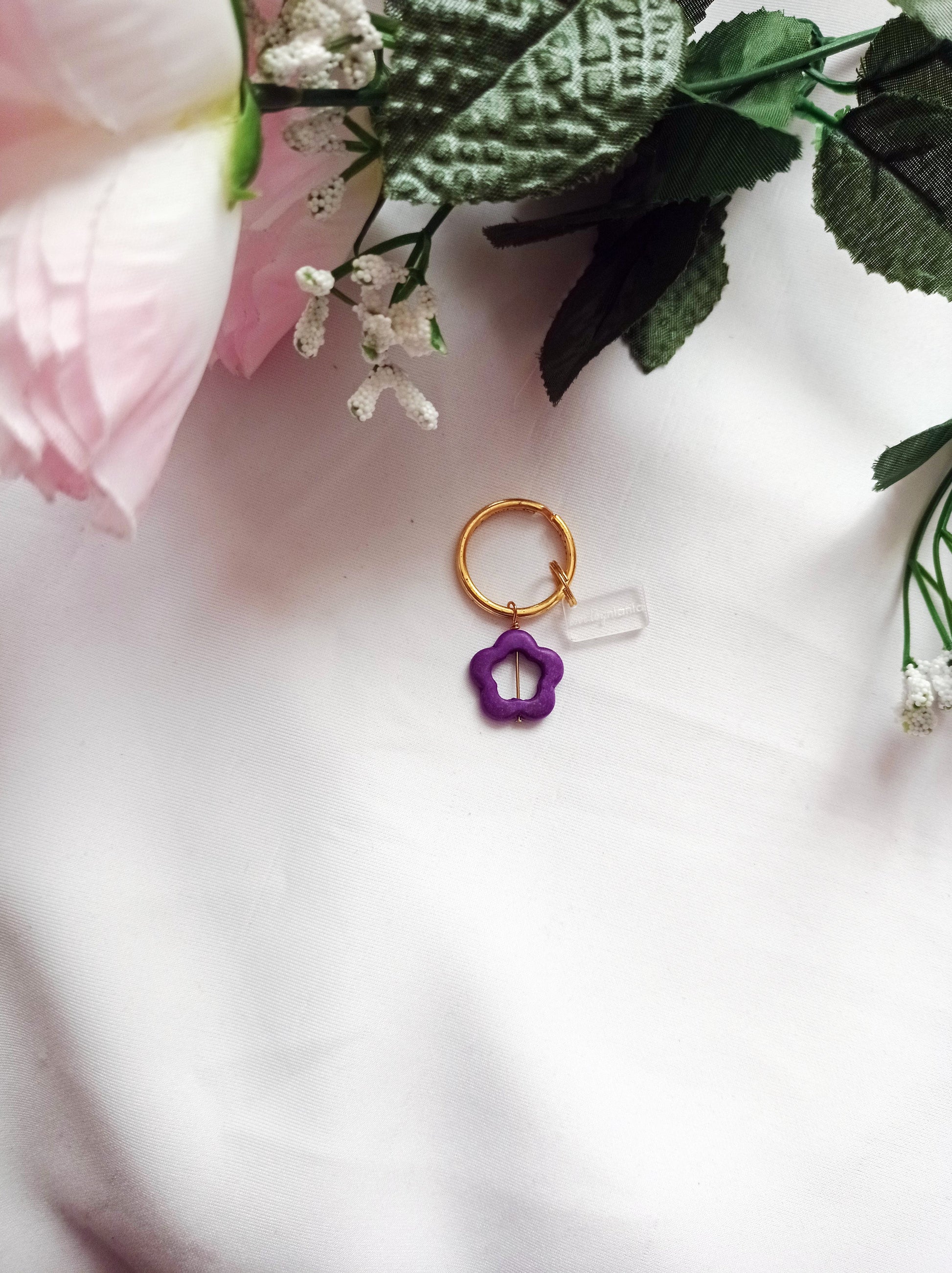 Purple Flower Key Chain, Floral Keychain, Vibrant Key Accessory, Nature-Inspired Keyring | by lovedbynlanla-3